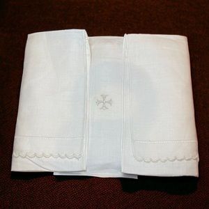 Vintage 1950’s hand embroidered handkerchief linen handmade star snowflake